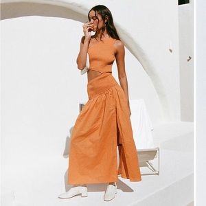 Sabo Skirt One-Shoulder Orange Cutout Maxi Dress